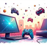 An engaging and vibrant gaming landscape featuring iconic elements like consoles