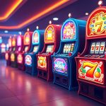An enticing array of colorful casino slot machines