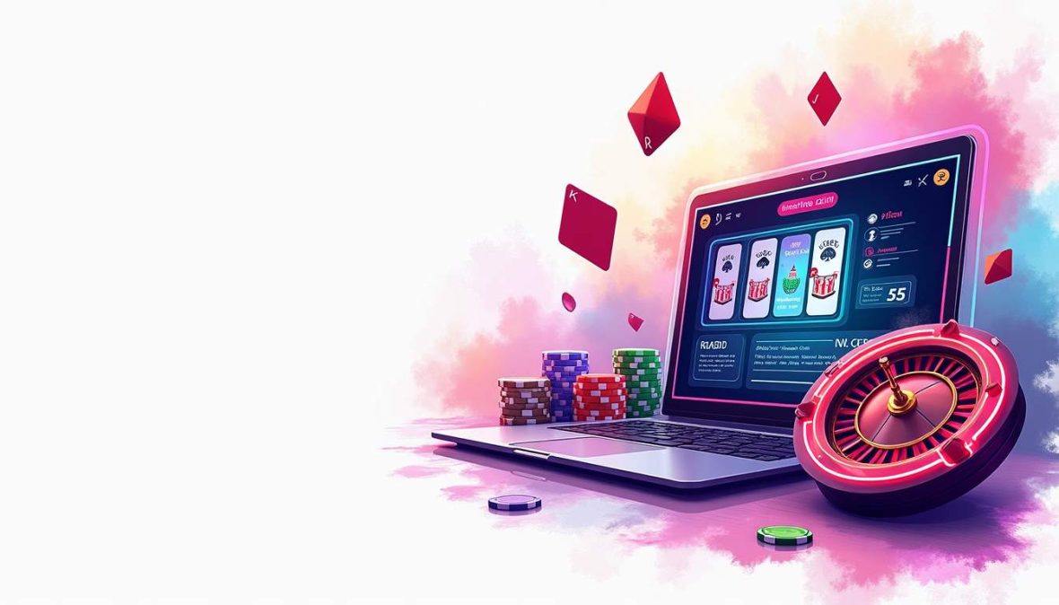 An enticing digital casino scene featuring a vibrant virtual slot machine
